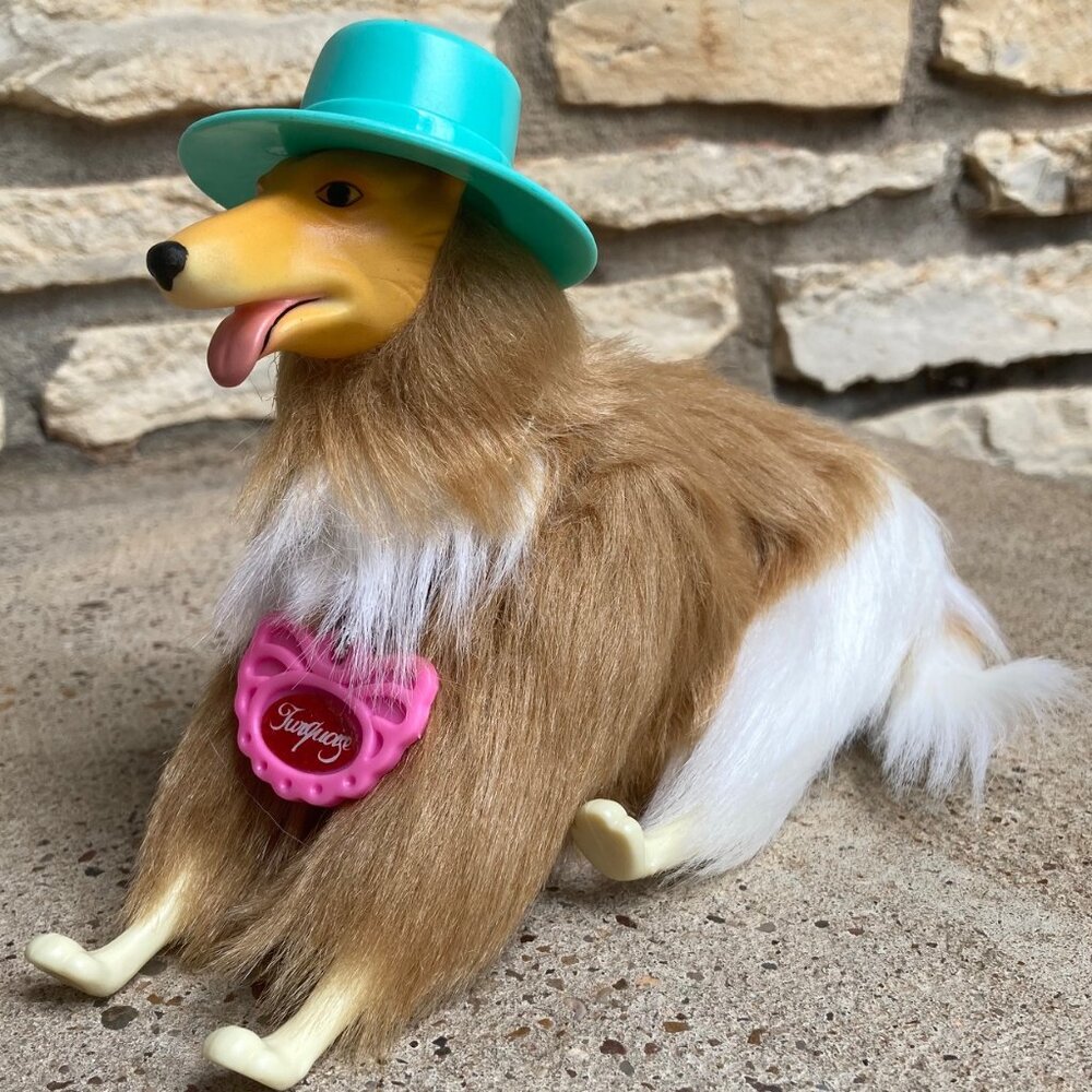 Western Fun Barbie Pet Collie "Turquoise" Dog 1989 Vintage Mattel